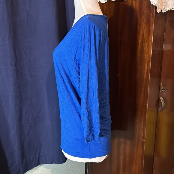 Michael Kors blue long sleeve zipper back top - Picture 2 of 6